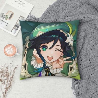 Genshin Impact Venti Square Pillowcase Cushion Cover Pillow Case Throw Pillow Cover for Home Sofa Living Room