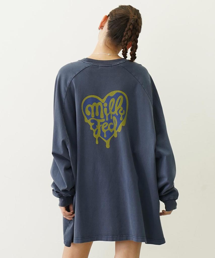 Milkfed Casual MELTY HEART SUPER BIG TEE Navy B/B Women's
