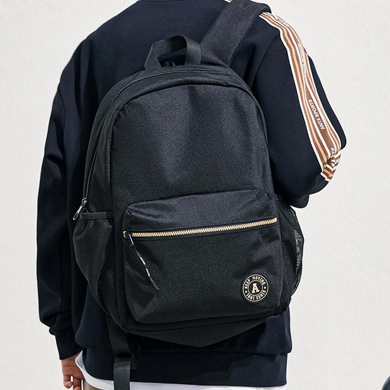 Anta Lifestyle Series Sports Leisure Large Capacity Zipper Fabric Backpack Unisex Backpack Black 192338151-1