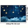 1 Starry Night Sky with Clouds and Hanging Stars Theme Background, Suitable for Photography, Events, and Parties