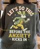 Let'S Do This Before The Anxiety Kicks In Comfort Colors® Tshirt, Y2K Funny Rabbit Pocket Watch Retro Mental Health Graphic Tees,