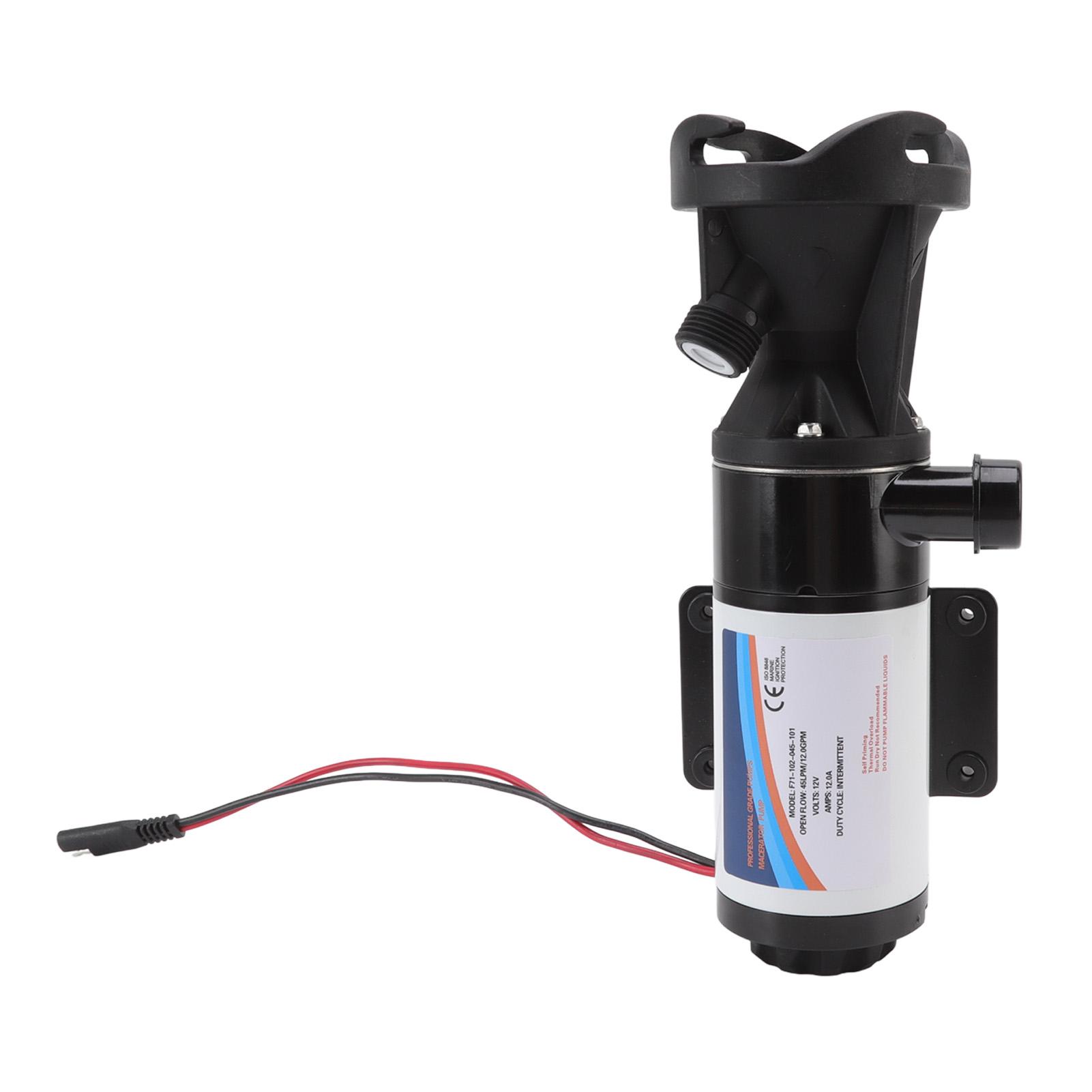 

RV Waste Pump 12V Fluoroplastic Alloy 4 Blades High Safety Easy Control RV Macerator Pump for RV Kitchen Toilet