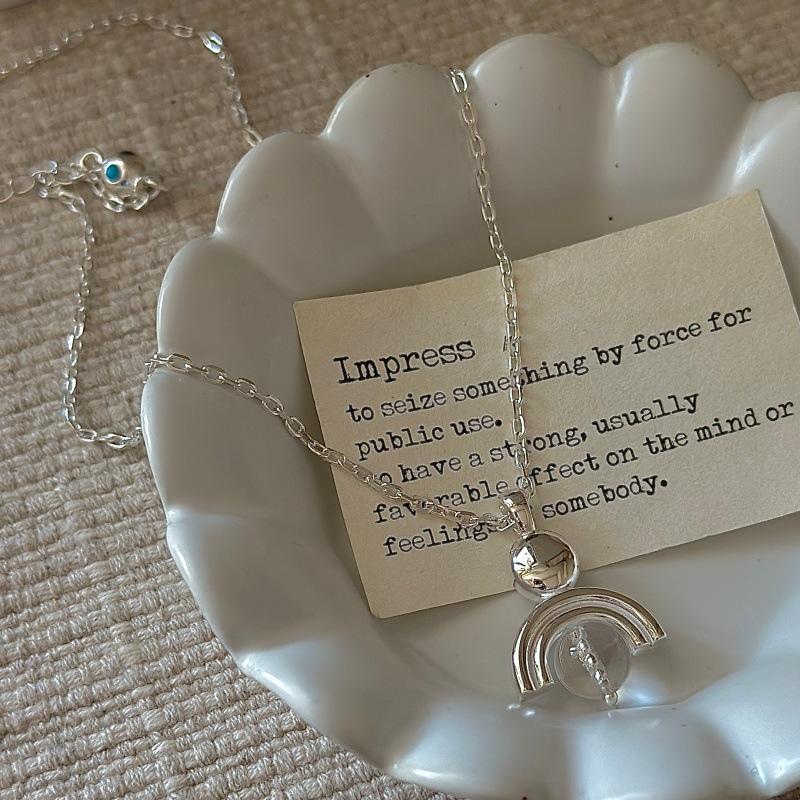S925 Sterling Silver Niche Design Sense Retro Crystal Necklace Korean Style Blogger Collarbone Chain 925 silver