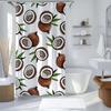 1 Piece Coconut Shell Print Shower Curtain Set - Double-Sided Polyester Fabric With Hooks, Tropical Art Theme, Polyester Fabric