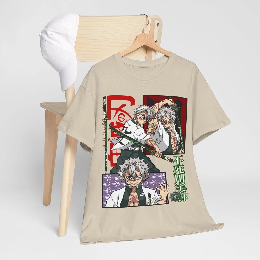 2026 Summer Demon Slayer Anime Sanemi Shinazugawa Printed Loose Shortsleeved Pure Cotton Childrens Tshirt Unisex Casual Loose