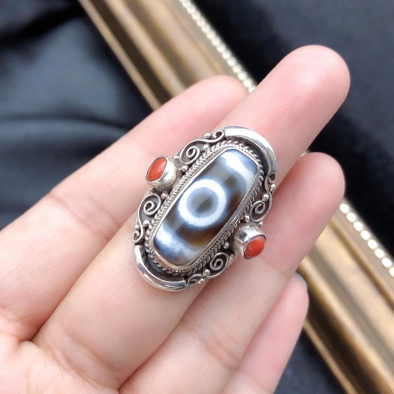 

Handmade Silver Jewelry Tibetan Jewelry Opening Adjustable Ring Men and Women Retro Exaggerated Ethnic