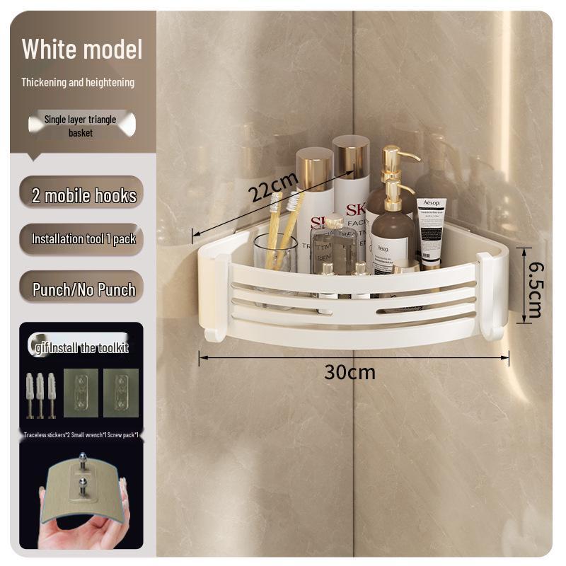 No-Drill Wall-Mounted Corner Bathroom Shelf for Toiletries