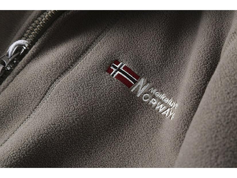 Norwegian Men's Plus-Size Double-Layer Fleece Jacket - Cold-Resistant, Warm, Stand-Up Collar