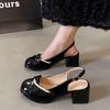 With skirt Mary Jane shoes small fragrant wind light mouth thick heel sandals 2025 spring and summer new retro round head high heels women