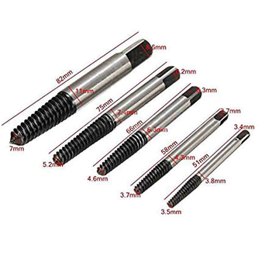 5 Pcs/Box Steel Easy Out Damaged Screw Extractor Drill Bit Guide Set Broken Bolt Remover Set