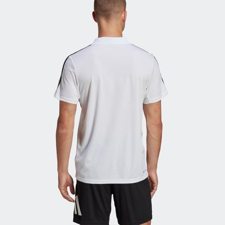 Adidas Striped Print Training Polo Shirt Men Tops White IB8109