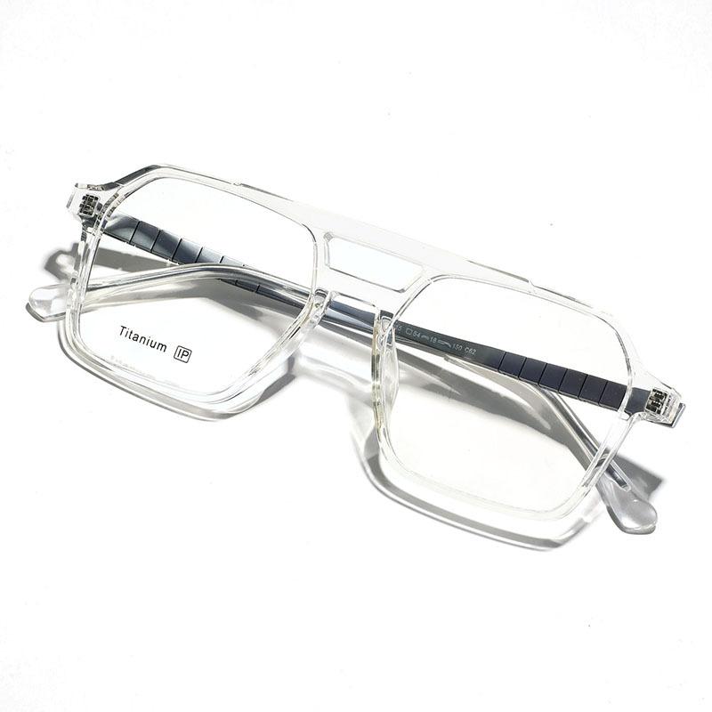 Brillen Retro Doppelsteg Quadratische Platte Flachspiegel Damen Titan Metall Einfacher Spiegel Kurzsichtigkeitsspiegel Herren