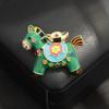 Chinese New Year Enamel Yuanbao Horse Brooch Metal Zinc Zinc Alloy Animal Lapel Pins Zodiac Pony Pin  Friends