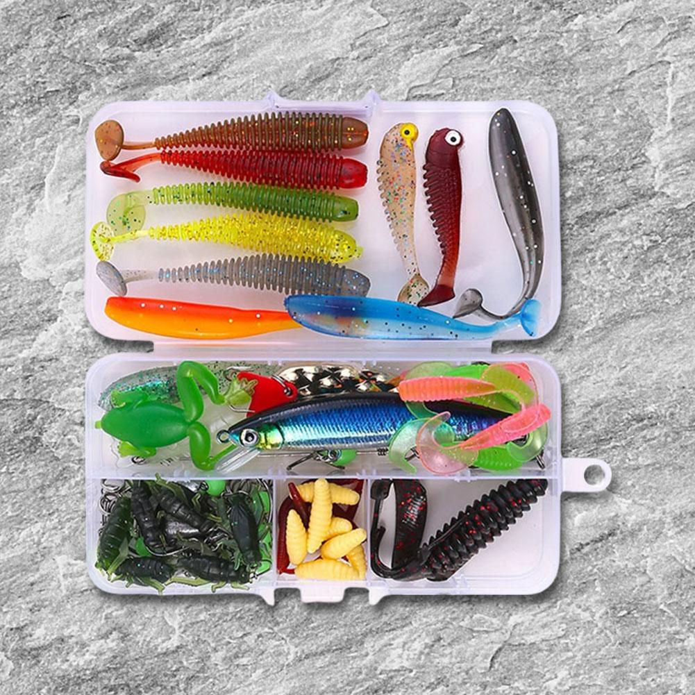 86Pcs/Set Lure Kit Simulation Fake Fish Bait Soft Lure Minnow Hooks Hard Tail Fishing Lure for Outdoor Fishing Accessories Tool