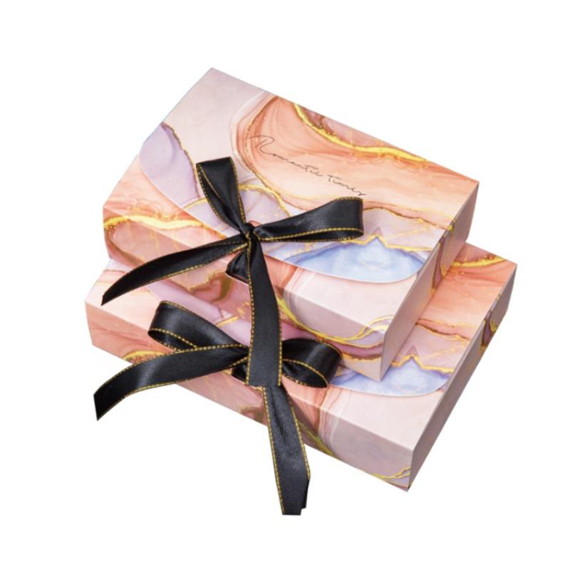 10pcs Color Pattern Printing Folding Ribbon Gift Box Scarf Underwear Socks Packaging Boxes Cake Party Birthday Packa Bag Easy To Install Paper Box