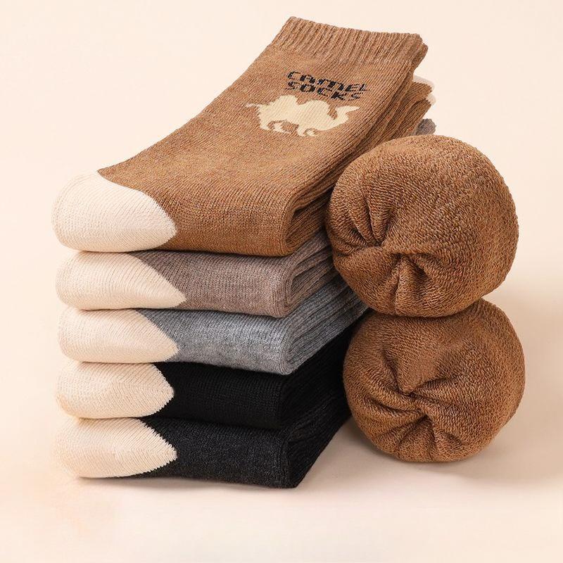 5 Paar Herren Mid-Calf Socken Vintage Warme Socken Strick Socken für Winter