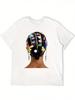 Illustration On Back Printed T-Shirt, Unisex's T-Shirt, Summer Casual Short Sleeve T-Shirt