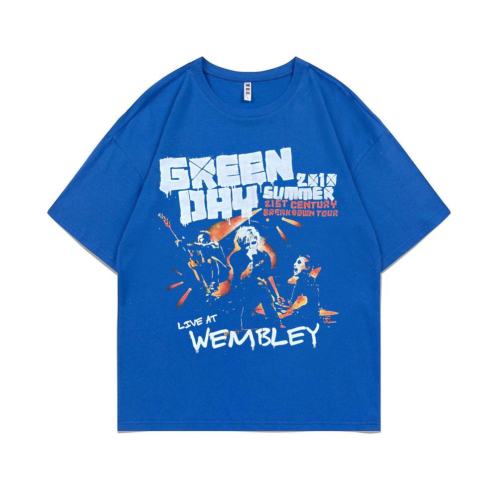 Rare Punk Band Green Day Live At Membley T-shirts Men Women Vintage Gothic Rock Tshirt Men's Cotton Casual Oversized T Shirts