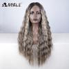 Noble Synthetic Lace Wig Cosplay Wigs 30 Inch Long Deep Wavy Ombre Blonde Silvery Lace Wigs For Women Lace Wig Heat Resistant