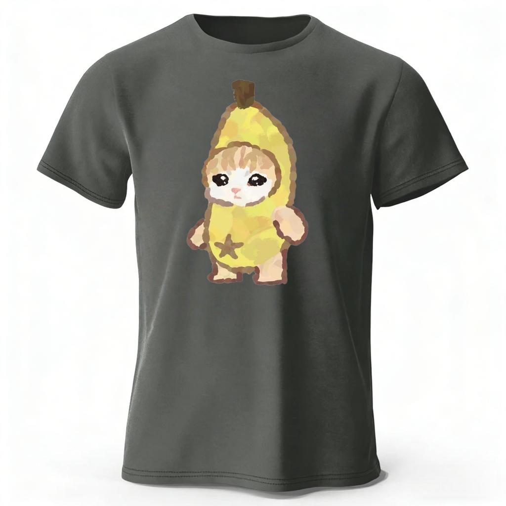 2026 Trendy Banana Kitten New Pure Cotton Short Sleeved Menwomen Daily Street Wear Plus Size Comfortable Casual Tshirt Top