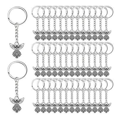 50Pcs Angel Keychain Angel Pendant Key Chain Keyring Silver Tone Guardian Angel Charm Keyring Gift for Women Girls