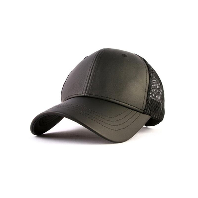 Oversized Simple Leather Mesh Cap Summer Breathable Hat XL