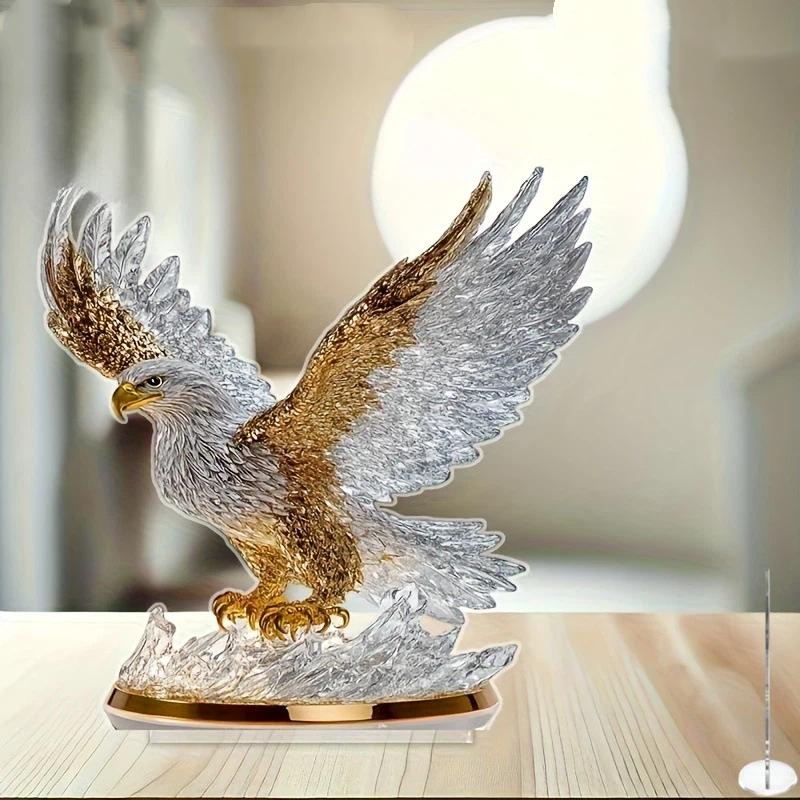 Fladdrande Örn 2D Akrylprydnad - Modern Djurvas Figurin För Heminredning, Unik Jul- & Halloweenpresentidé