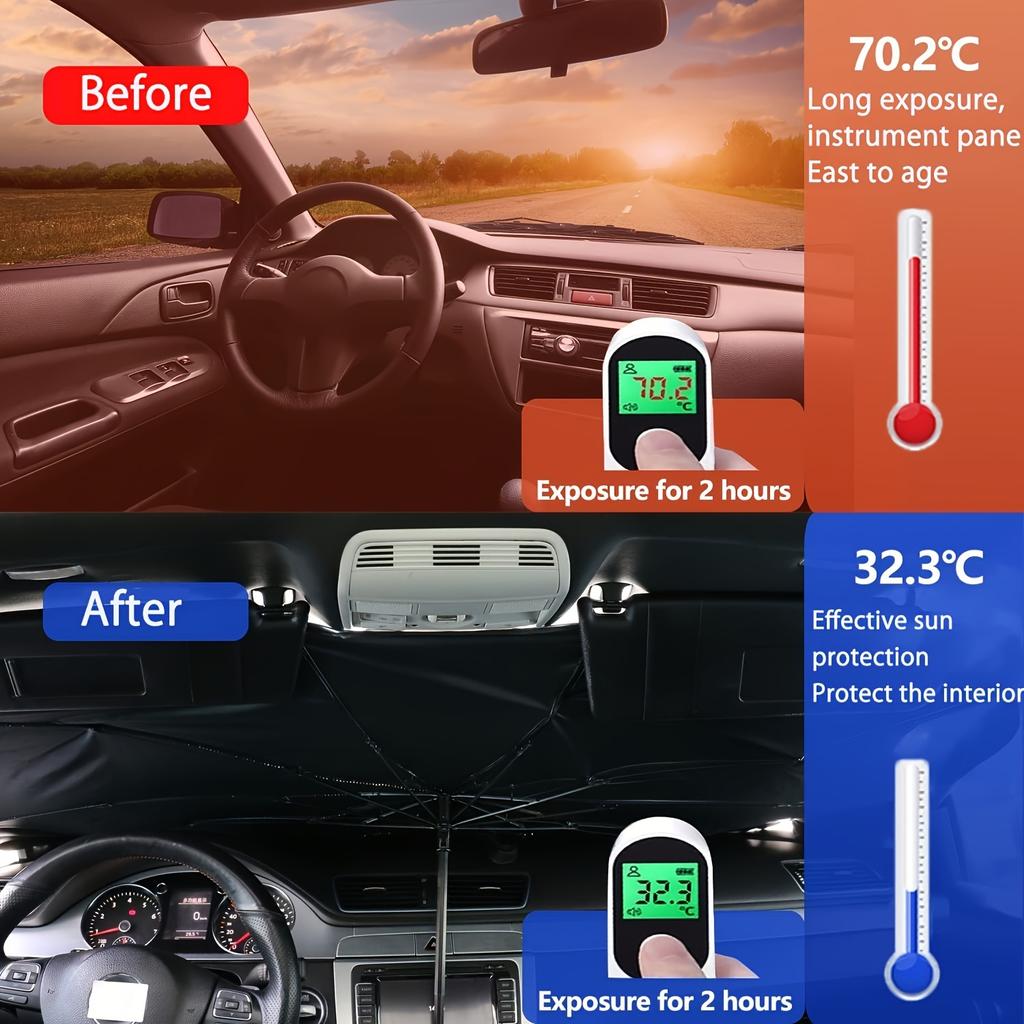 Car Windshield Sunshade- Foldable UV Protection Cooling Sunshade, Suitable for Most Car Models, Portable and Easy to Store Interior Accessories