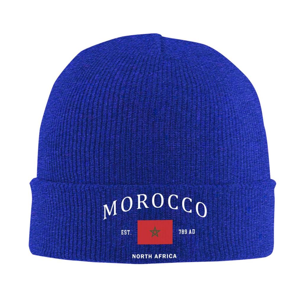 Custom Morocco Flag Skullies Beanies Caps Unisex Winter Warm Knit Hat Adult Moroccan Pride Patriotic Bonnet Hats Outdoor Ski Cap