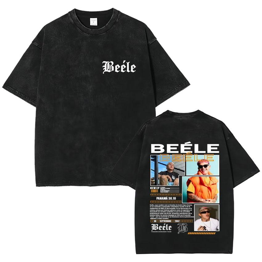 Rapper Beele Harajuku Album Vintage Washed Fashion TShirt Mens Oversized Tee Shirt Cozy Crewneck Short Sleeve T Shirt Fans Gift