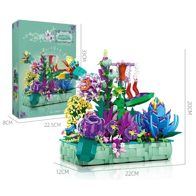 Creative Potted Flower Building Blocks Colorful Rose Lavender Flower Plant Model Bricks Home Decoration Kids Toys Holiday Gifts