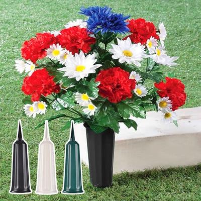 With Spikes Cemetery Vase Durable Multifunctional Plastic Floral Vase Holder Art Memorial Flowers Container