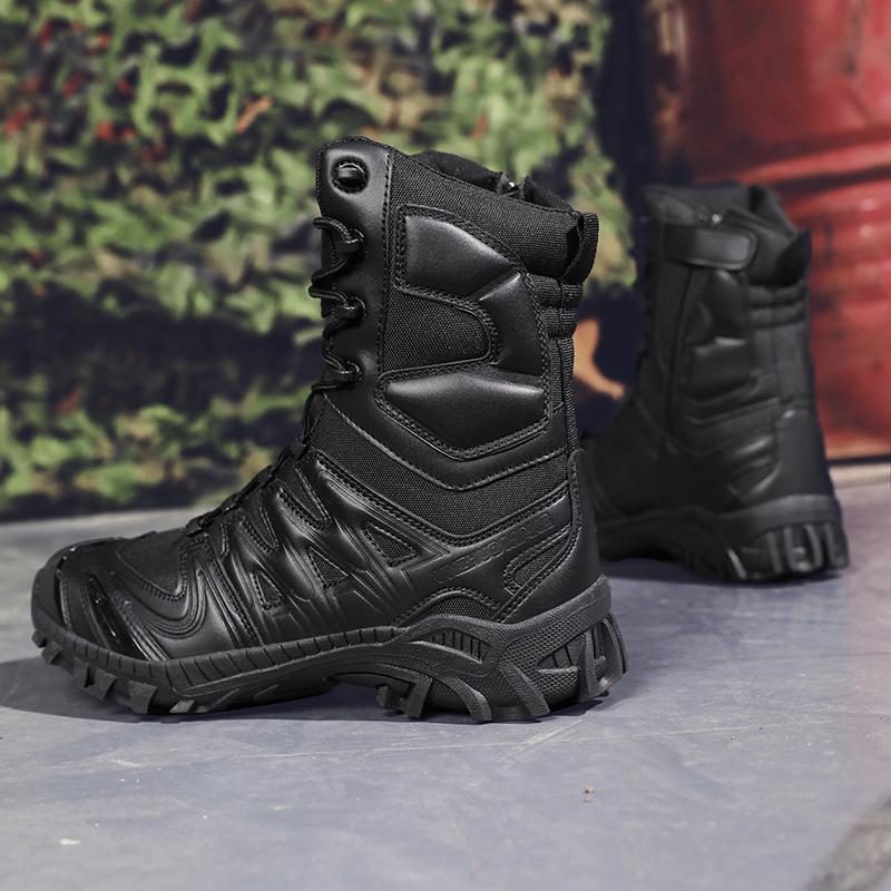 Men's trend high-top outdoor boots four seasons non-slip comfortable hiking boots professional protective tactics training boots