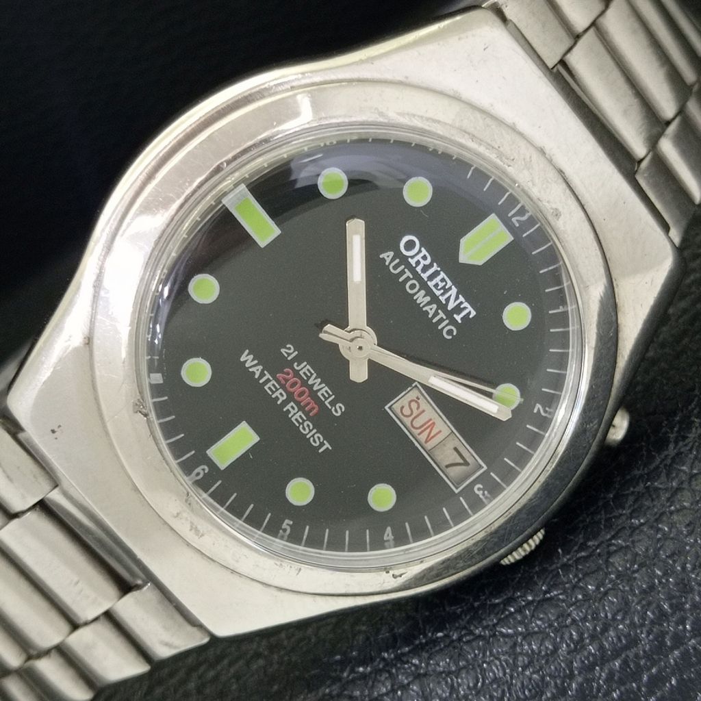 

ПОДЛИННЫЕ ВИНТАЖНЫЕ МУЖСКИЕ ЧАСЫ ORIENT AUTOMATIC 46941 ЯПОНИЯ ЧЕРНЫЙ ЦИФЕРБЛАТ a701865-5 R207-a701865