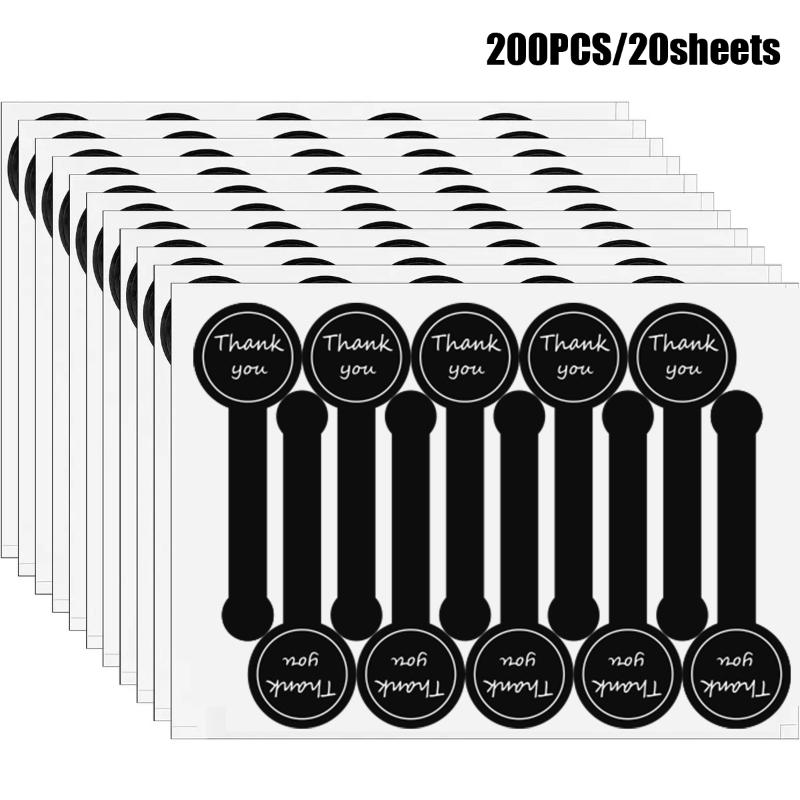 

200 Pcs Handmade Thank You Stickers Black Pudding Baked Puff Design For Gift Wrapping Appreciation Notes Sealing Decorations 01