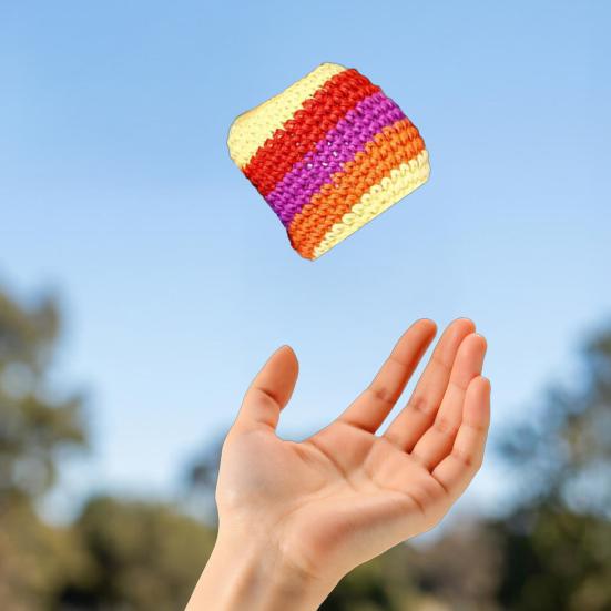 Hand Knitted Footbag Sack Set, Colorful Crochet Juggling Balls for Kids Adults, Soft Filled Sandbags for Balance And Coordination, Outdoor Game Toy