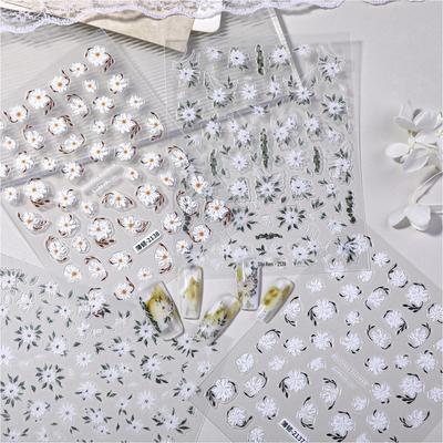 Spring/Summer Daisy Nail Art Stickers – Flat Back Adhesive, Hand-Painted Style for DIY Nail Decoration