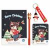 4Pcs/Set Santa Claus Christmas Gel Pen Christmas Keychain Christmas Coil Notebook  Holiday Gifts