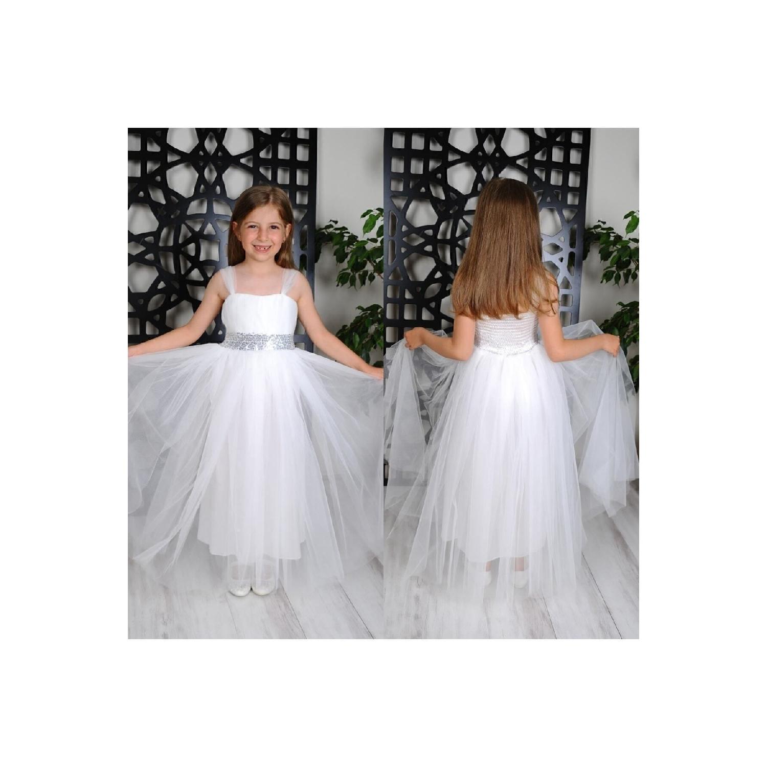 

Довга бавовняна вечірня сукня для дівчинки 4 Yaş