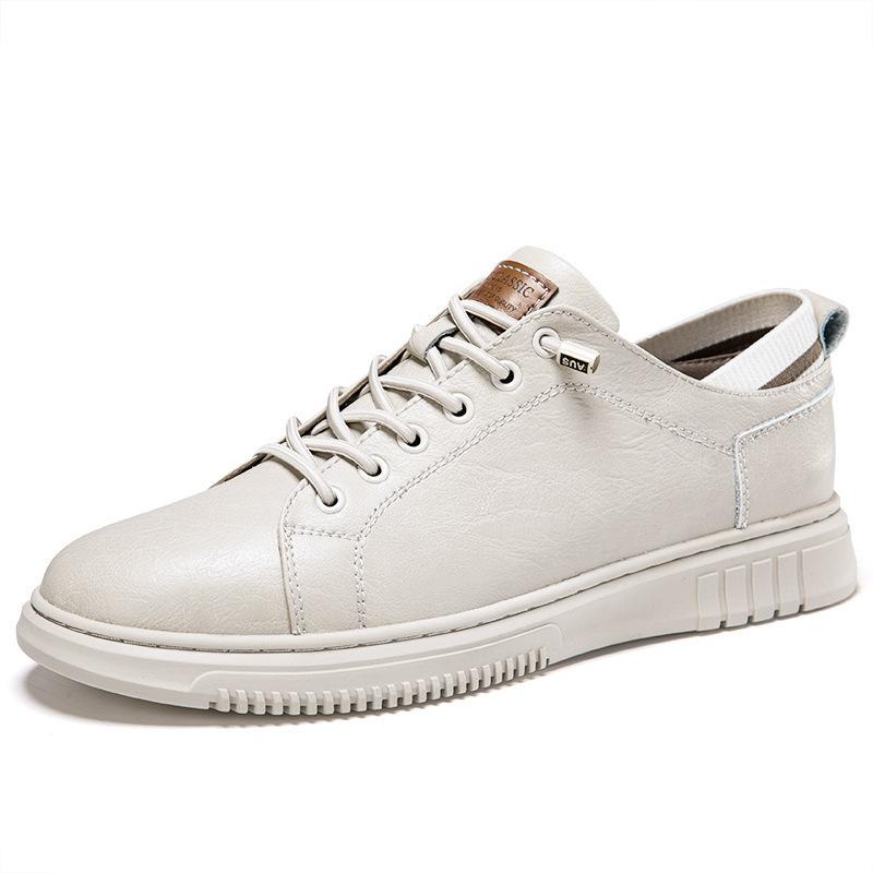 Couple Board Shoes Spring and Summer Low-top Lace-up Hollow Breathable Cowhide Surface Casual Shoes Large Size Leather Shoes Driving Shoes