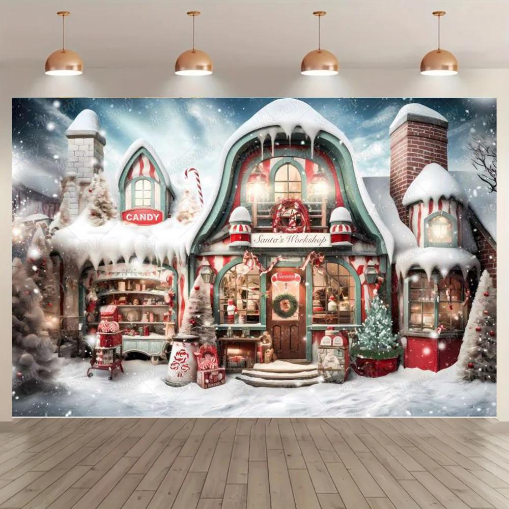 Christmas Winter Photography Background Christmas Tree Gift Bonfire Fireplace Snow Newborn Adult Party Decoration Studio Props288
