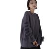 Natural Beauty Basic Ribbon Sleeve Knit Charcoal Women's Lace-Up Sweater,