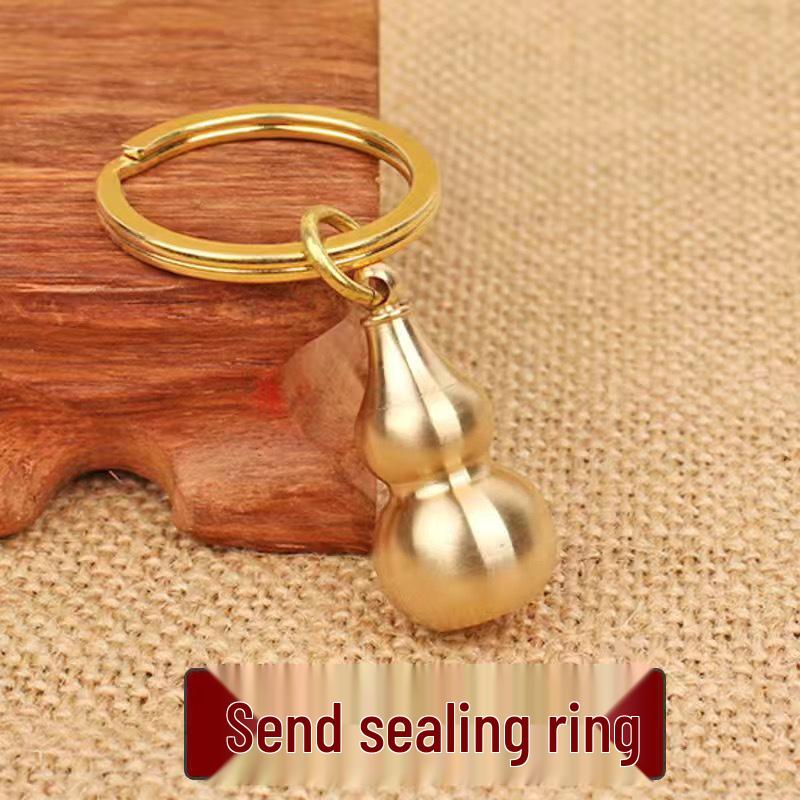 Twelve Zodiac Sign Hollow Brass Keychain with Opener and Copper Gourd Pendant 3 cm + Sand