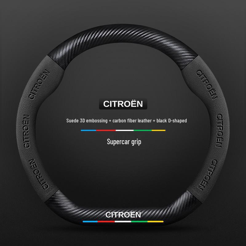 Universal Non-Slip Suede Steering Wheel Cover for Citroen: All-Season, Breathable Design for Men and Women