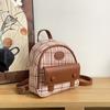 Korean Version of Fashion Portable Small Bag Women 2025 New Canvas Plaid Backpack Retro Premium Casual Backpack