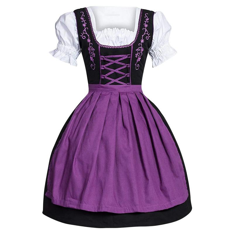 Women Dress Oktoberfest Dirndl Lace Up Festival Costume Cosplay Party Dresses