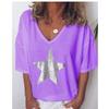 QICED Women's Fashion Casual Short Sleeve V Neck Blouses & Shirts