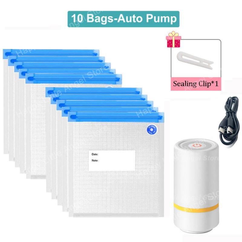 Reusable Vacuum Food Storage Bag Zipper Bag Set USB Electric Pump Vacuum Sealing Bag and Manual Pump Vacuum Bag
