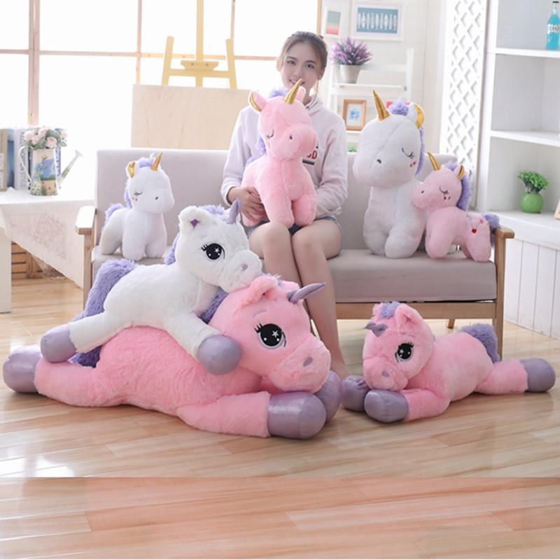Giant Size 110/60Cm Kawaii Unicorn Plush Toy Soft Stuffed Popular Cartoon Doll Animal Horse Toys For Children Girls