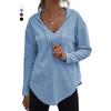 Women's V Neck Long Sleeve Hoodie Oversized Casual Pullover Waffle Knit Tunic Top